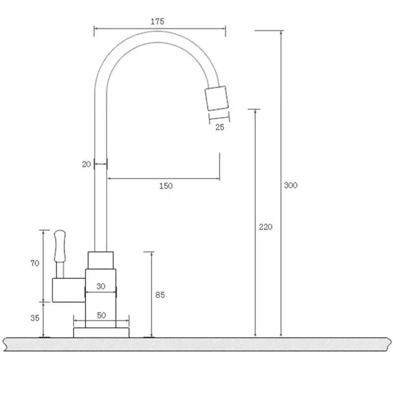 Brass Curved Kitchen Faucet