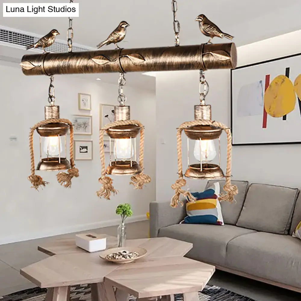 Antique Brass Lantern Chandelier