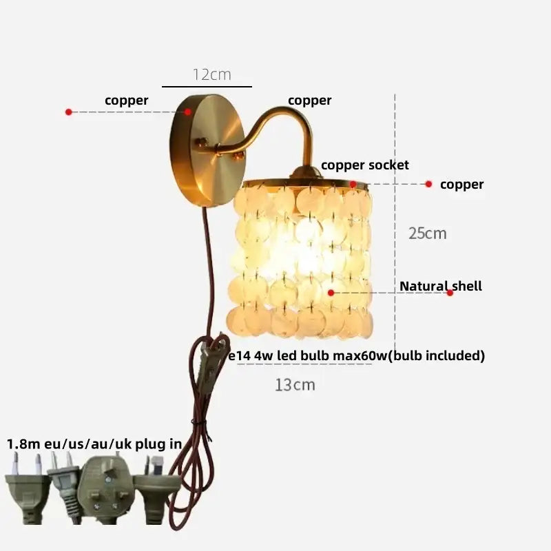 Antique Brass LED Wall Sconce with Pull Chain