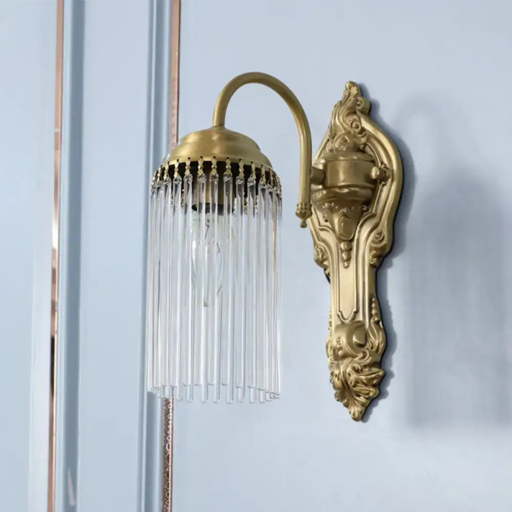Brass Crystal Rod Sconce