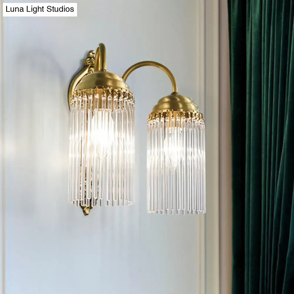 Brass Crystal Rod Sconce