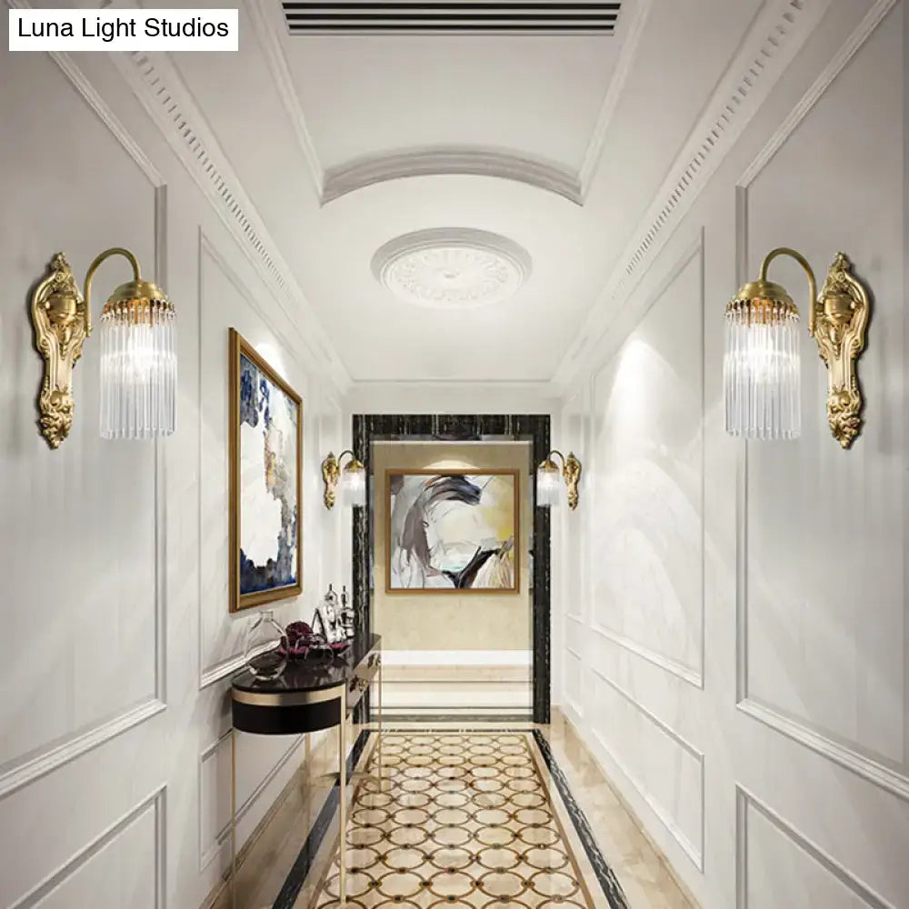 Brass Crystal Rod Sconce