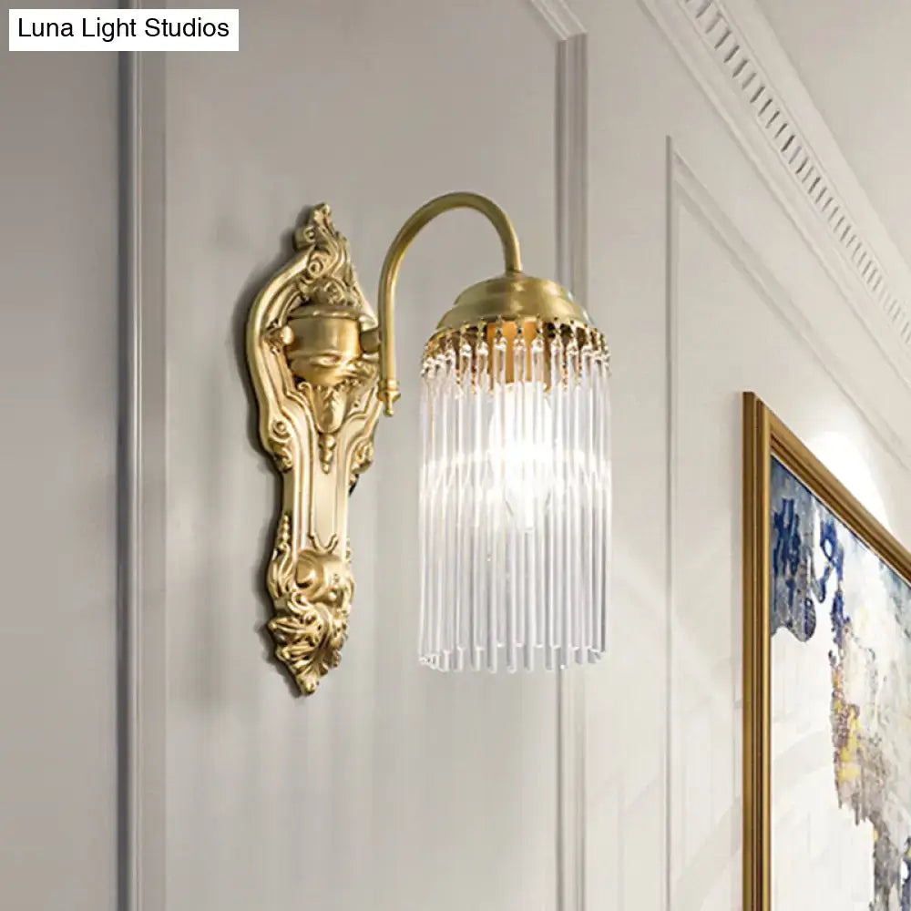 Brass Crystal Rod Sconce