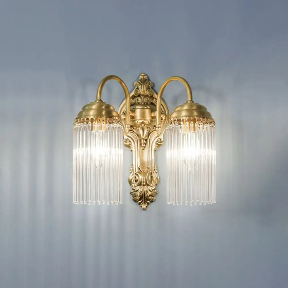 Brass Crystal Rod Sconce