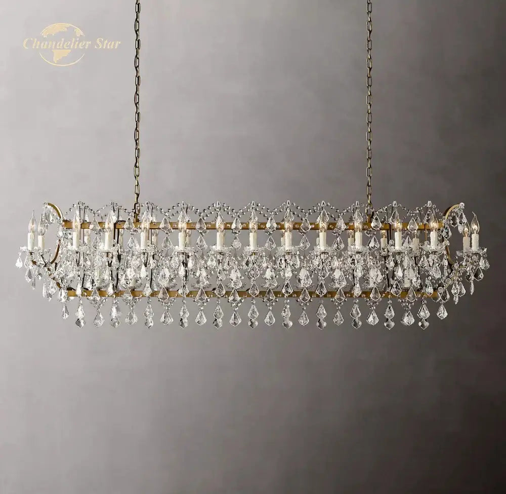 Brass Crystal Iron Chandelier