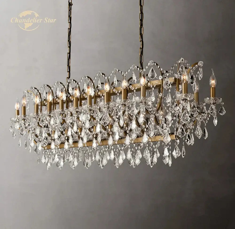 Brass Crystal Iron Chandelier