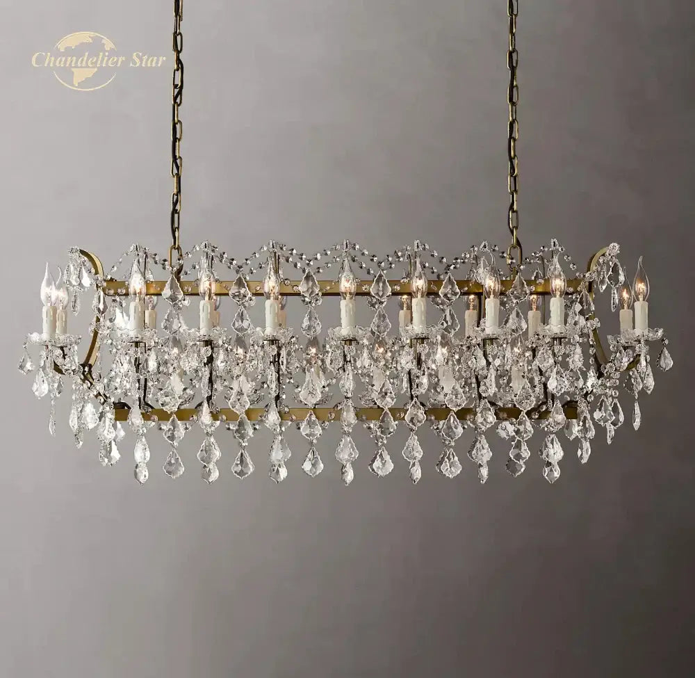 Brass Crystal Iron Chandelier