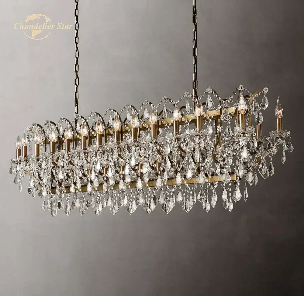 Brass Crystal Iron Chandelier