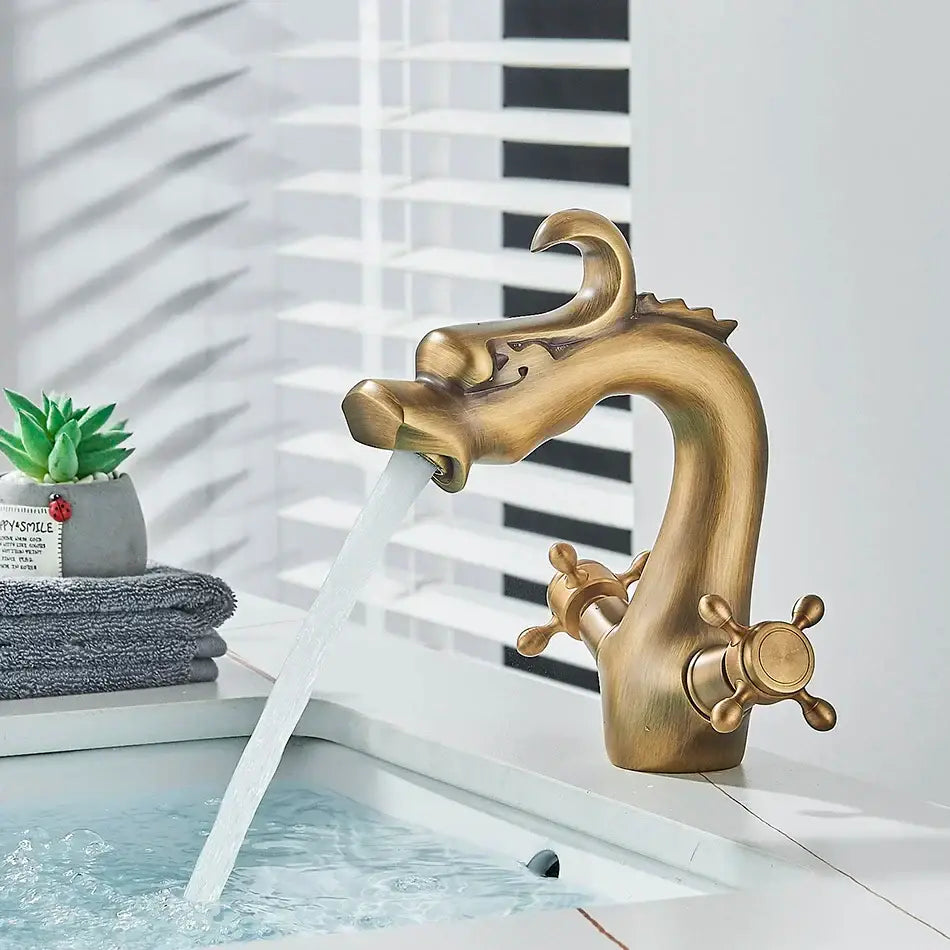 Antique Brass Dragon Bathroom Faucet