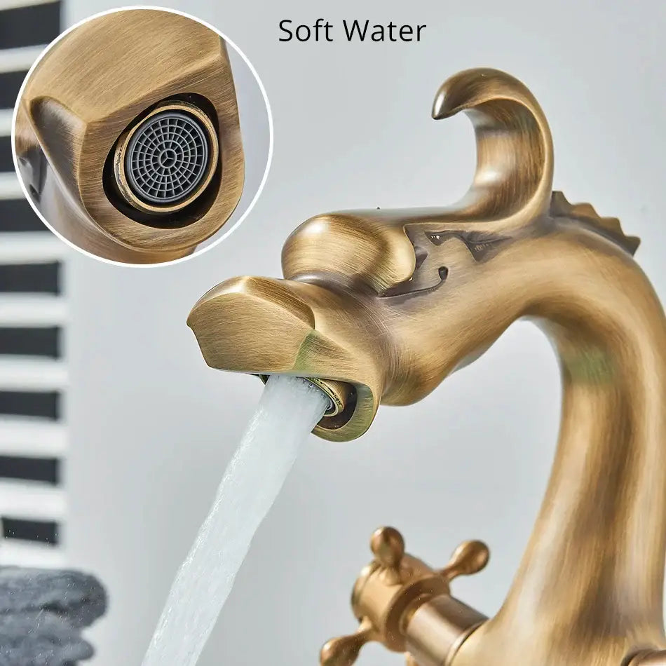 Antique Brass Dragon Bathroom Faucet