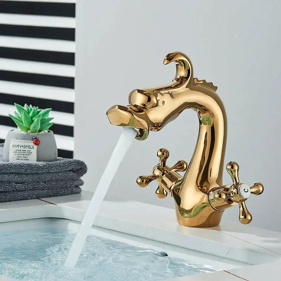 Antique Brass Dragon Bathroom Faucet