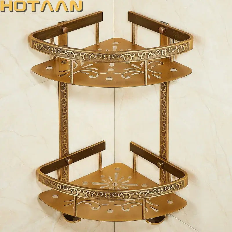 Brass Double Corner Shelf