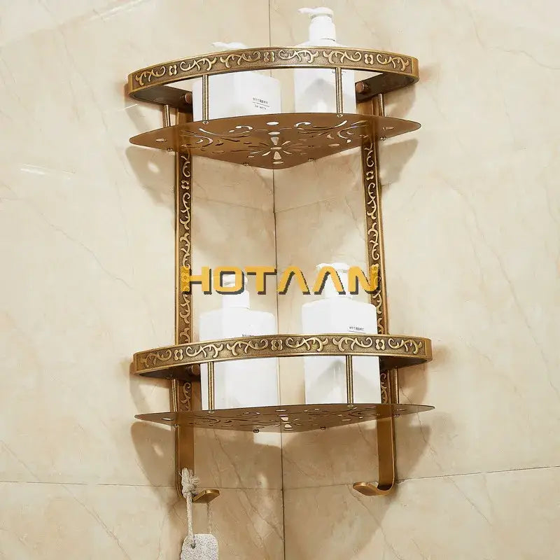 Brass Double Corner Shelf