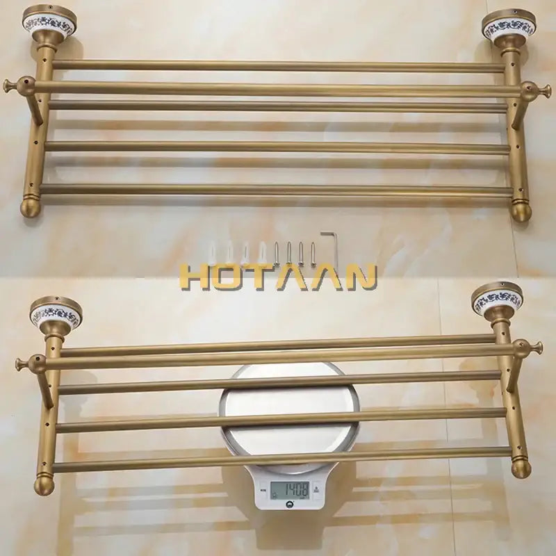 Brass Double Tier Towel Rack