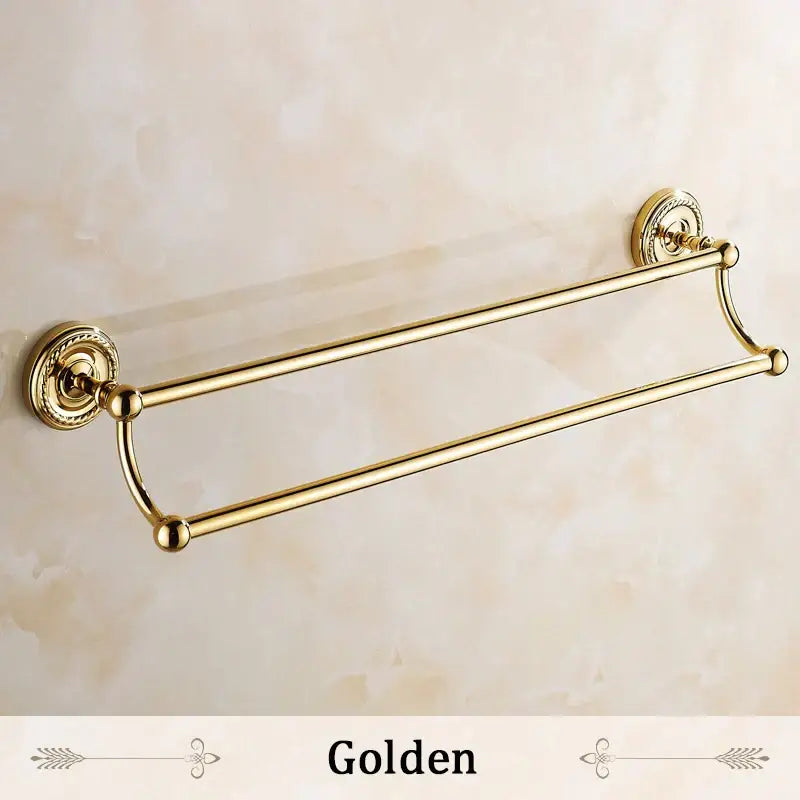 Antique Brass Double Towel Rack Ornate Base