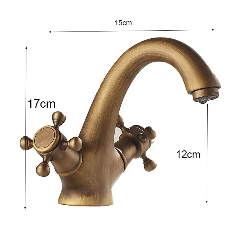 Antique Brass Dual Vanity Faucet