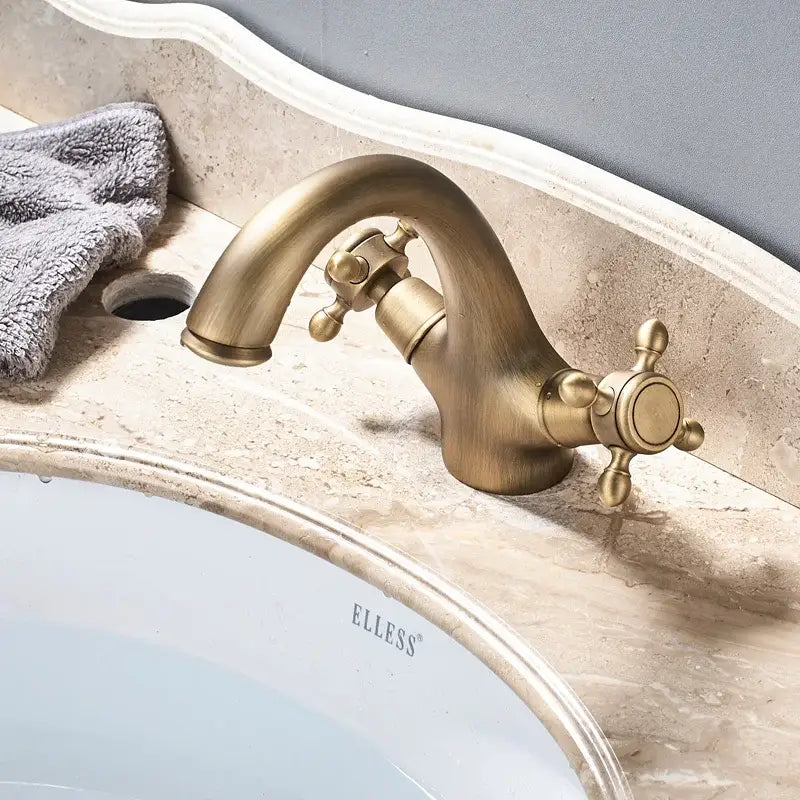 Antique Brass Dual Vanity Faucet