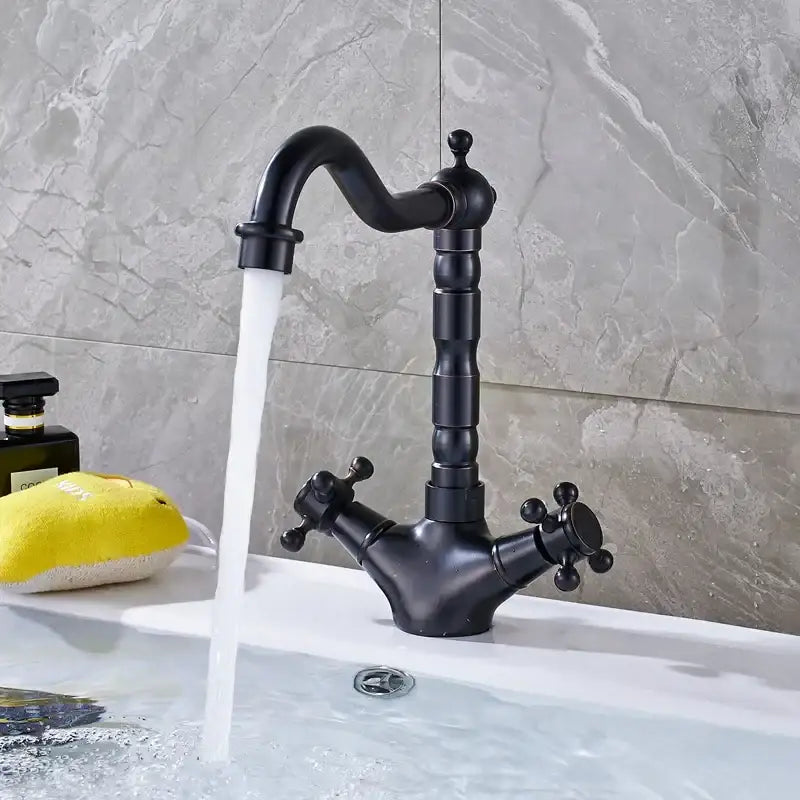 Antique Brass Dual Handle Kitchen Faucet
