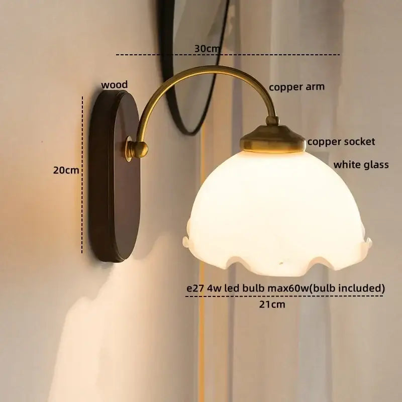 Brass Floral Frosted Sconce