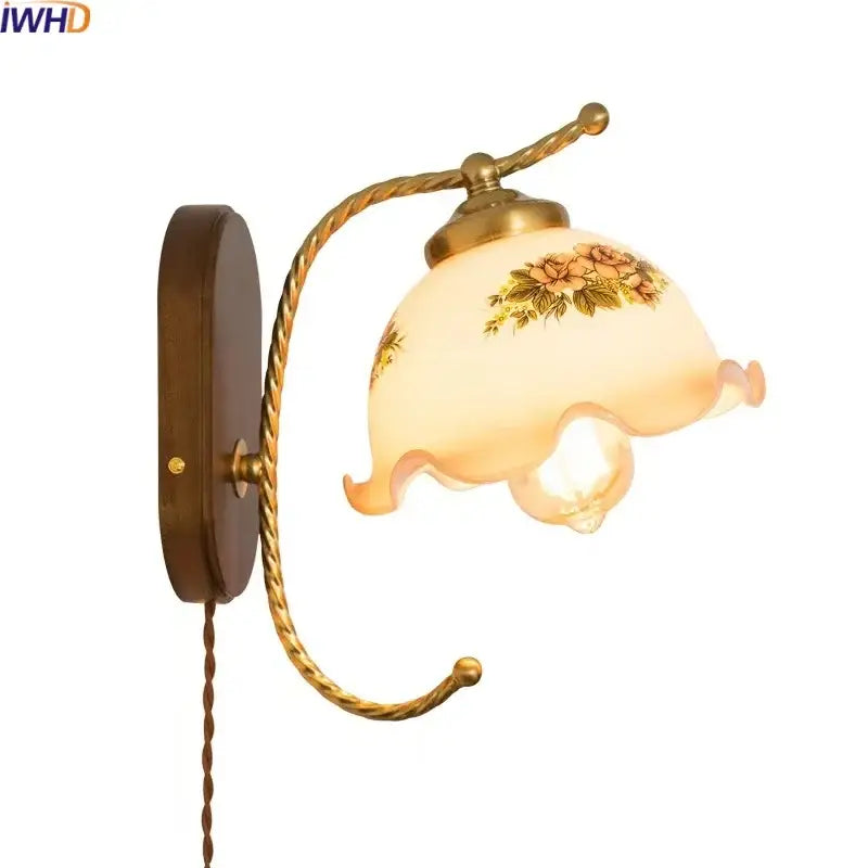 Brass Floral Frosted Sconce