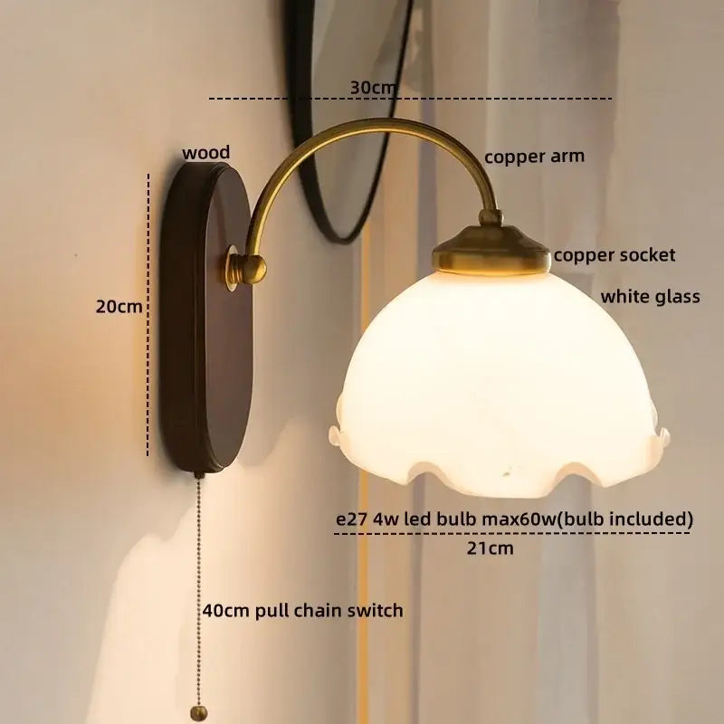 Brass Floral Frosted Sconce