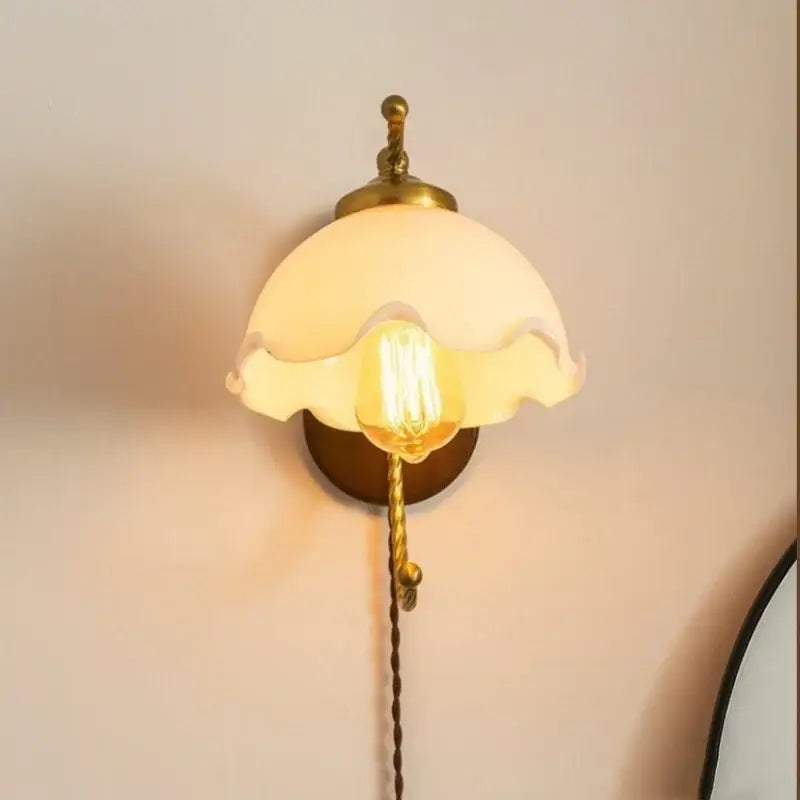 Brass Floral Frosted Sconce