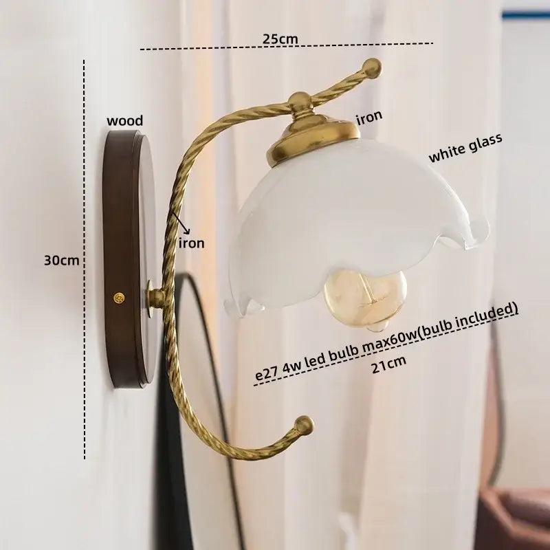 Brass Floral Frosted Sconce
