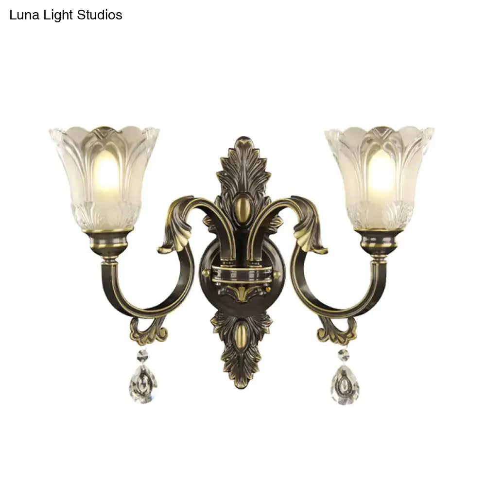 Brass Floral Black Gold Wall Sconce