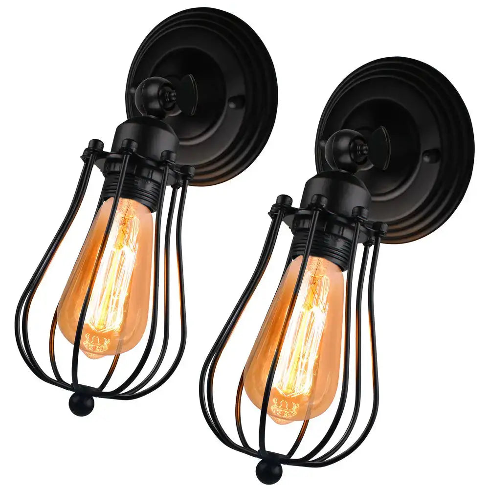 Rust Wire Cage Wall Lamp