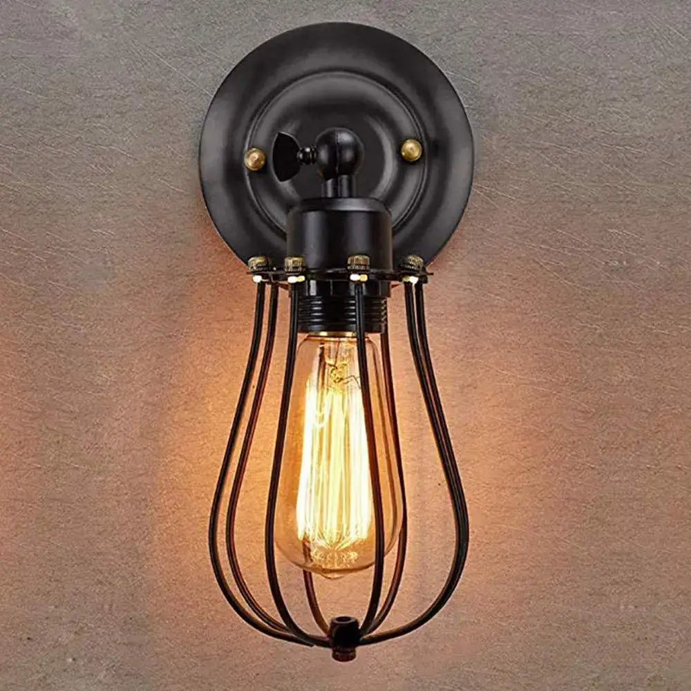Rust Wire Cage Wall Lamp