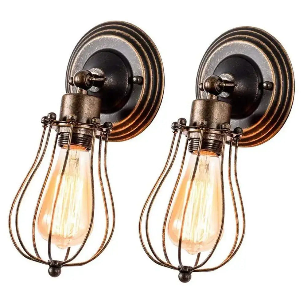Rust Wire Cage Wall Lamp
