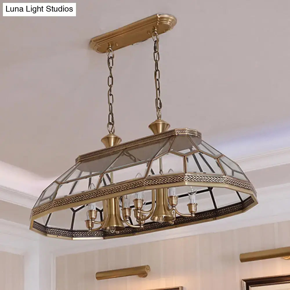 Brass Glass Twelve-Head Island Chandelier