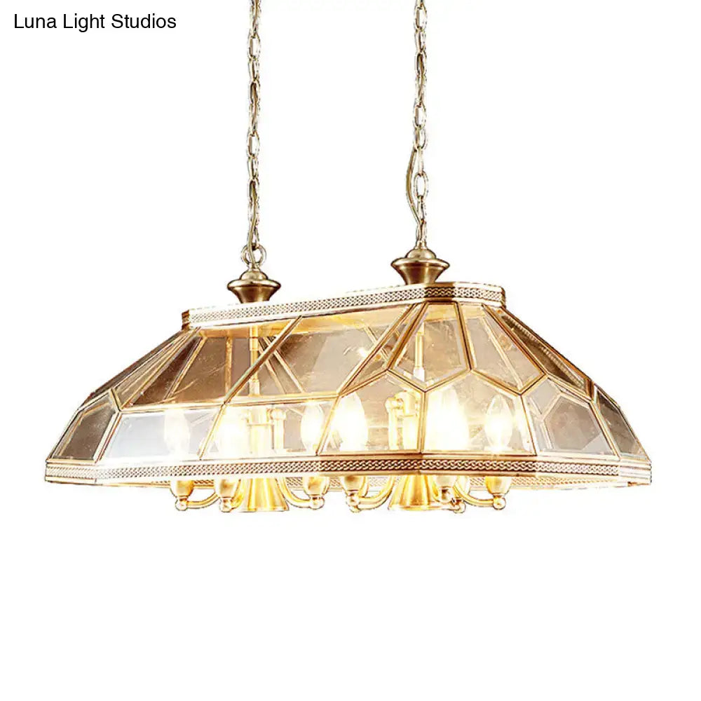 Brass Glass Twelve-Head Island Chandelier