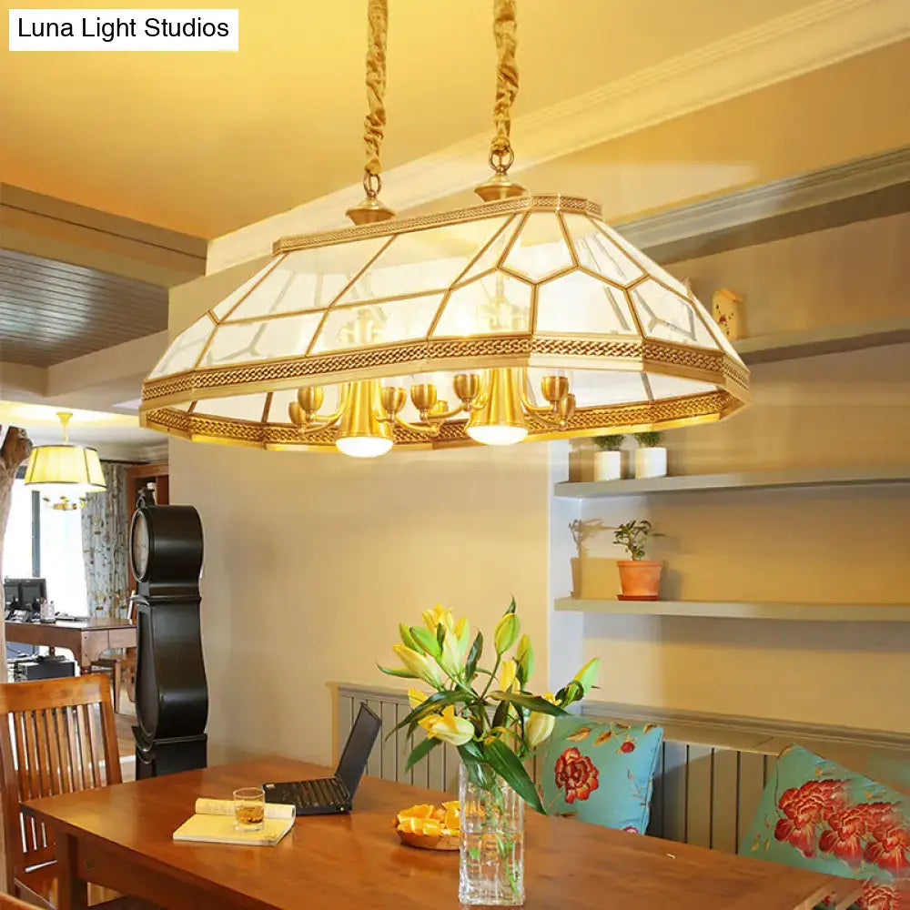 Brass Glass Twelve-Head Island Chandelier