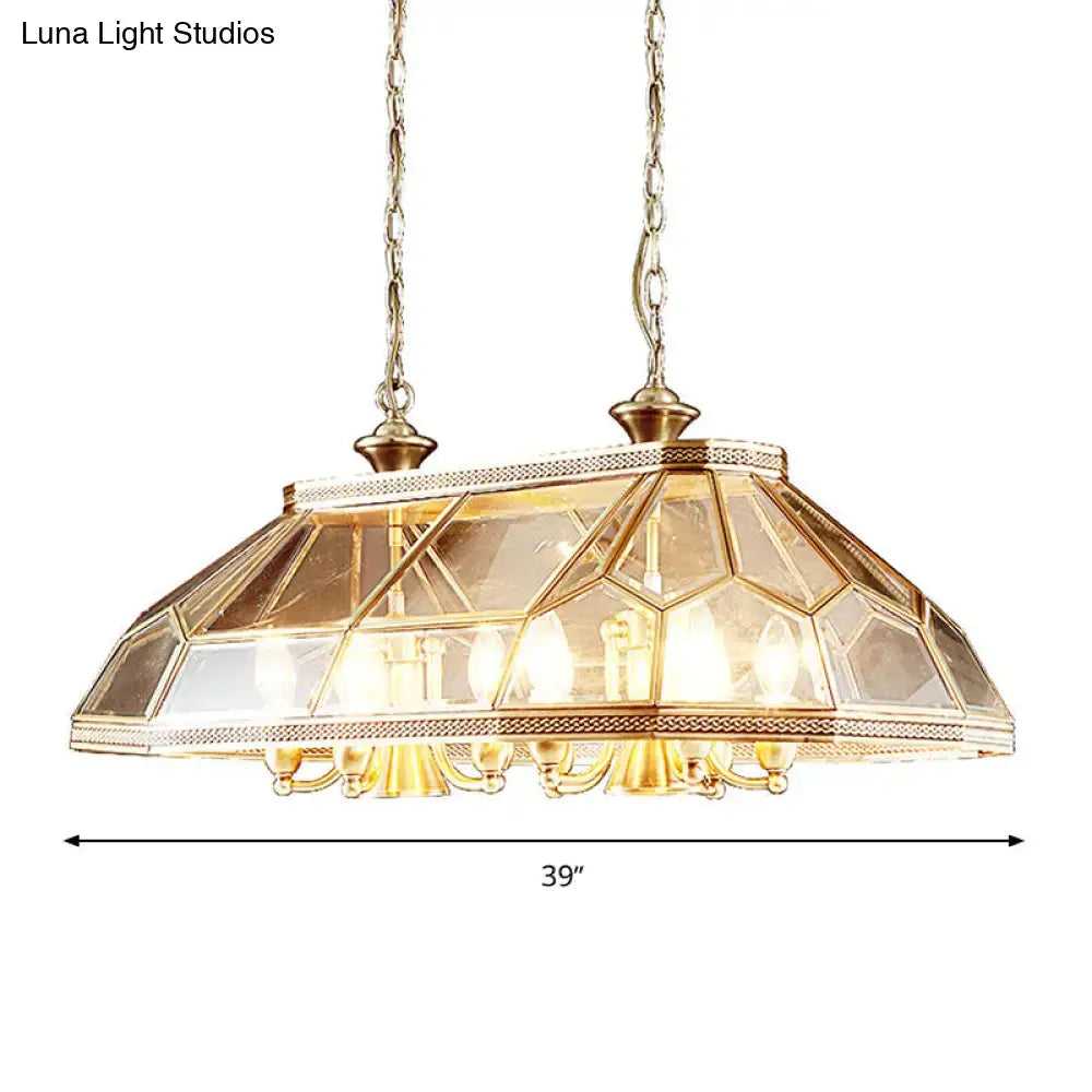 Brass Glass Twelve-Head Island Chandelier
