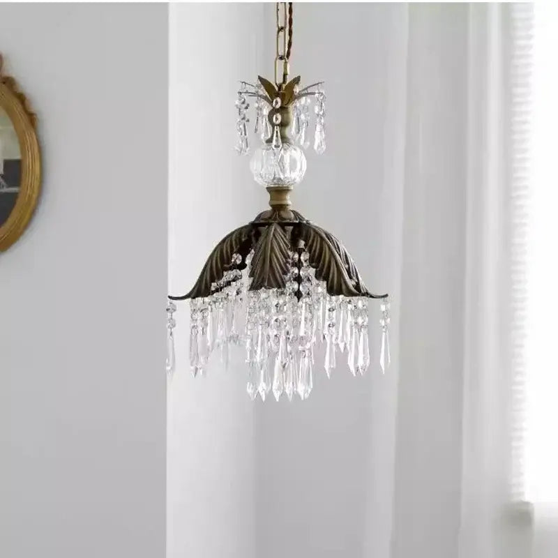 Brass Crystal Leaf Pendant