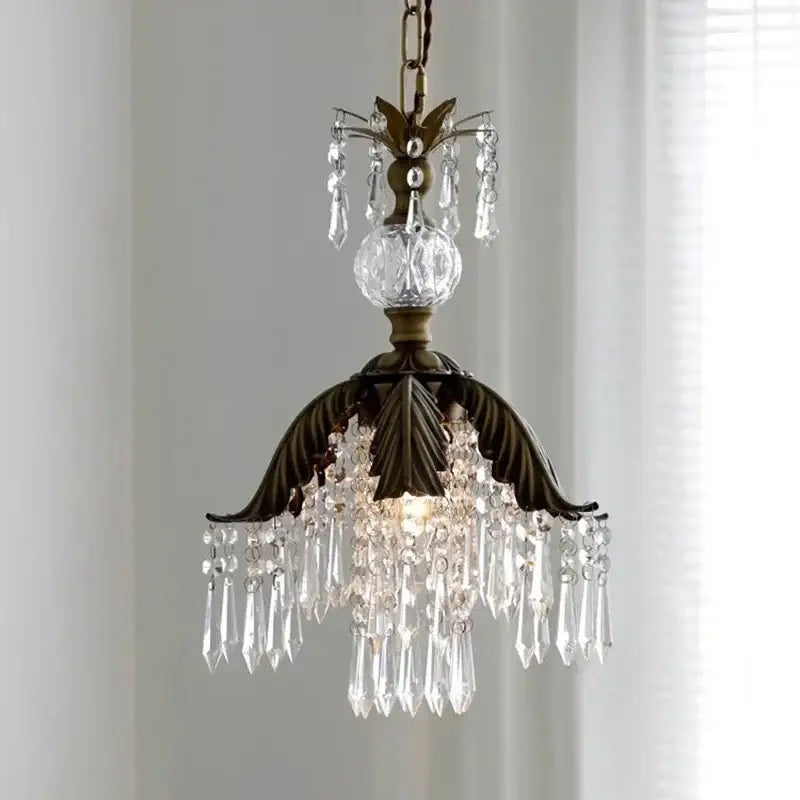 Brass Crystal Leaf Pendant