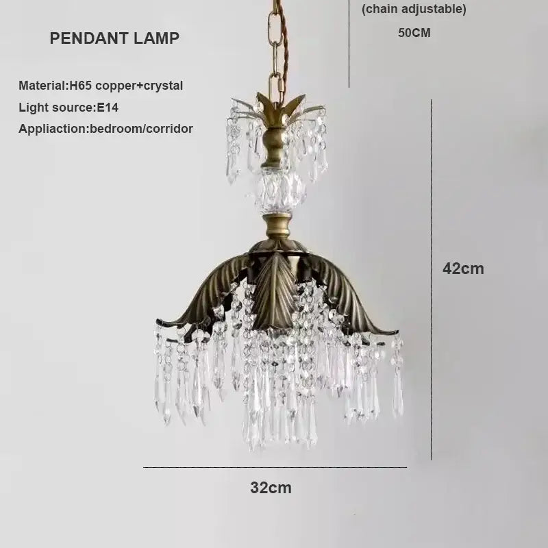 Brass Crystal Leaf Pendant