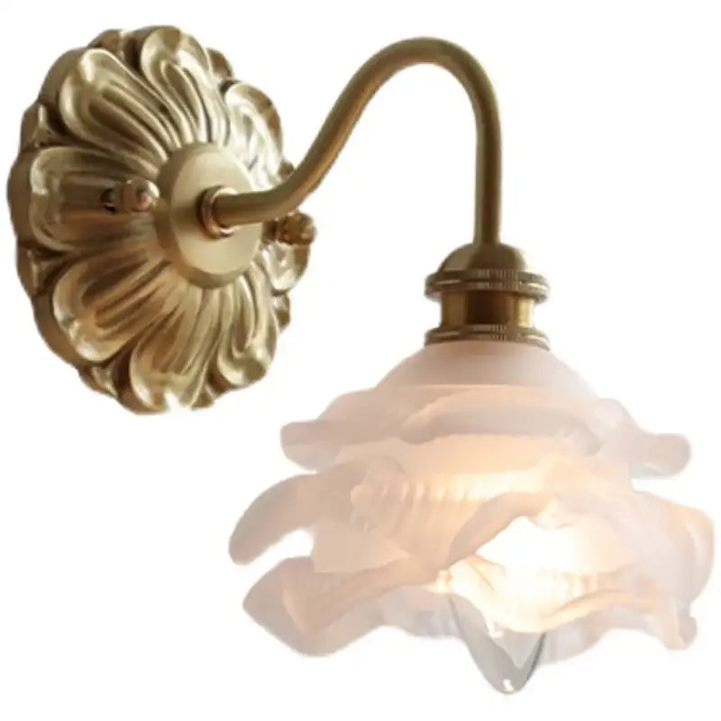 Brass Frosted Glass Antique Bedroom Wall Lamp
