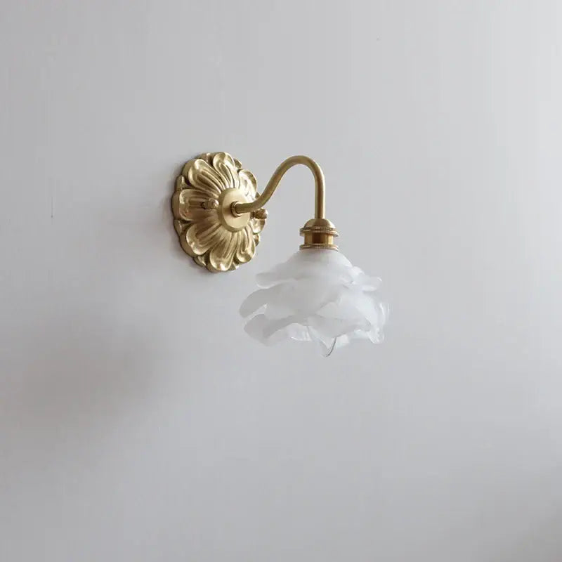 Brass Frosted Glass Antique Bedroom Wall Lamp