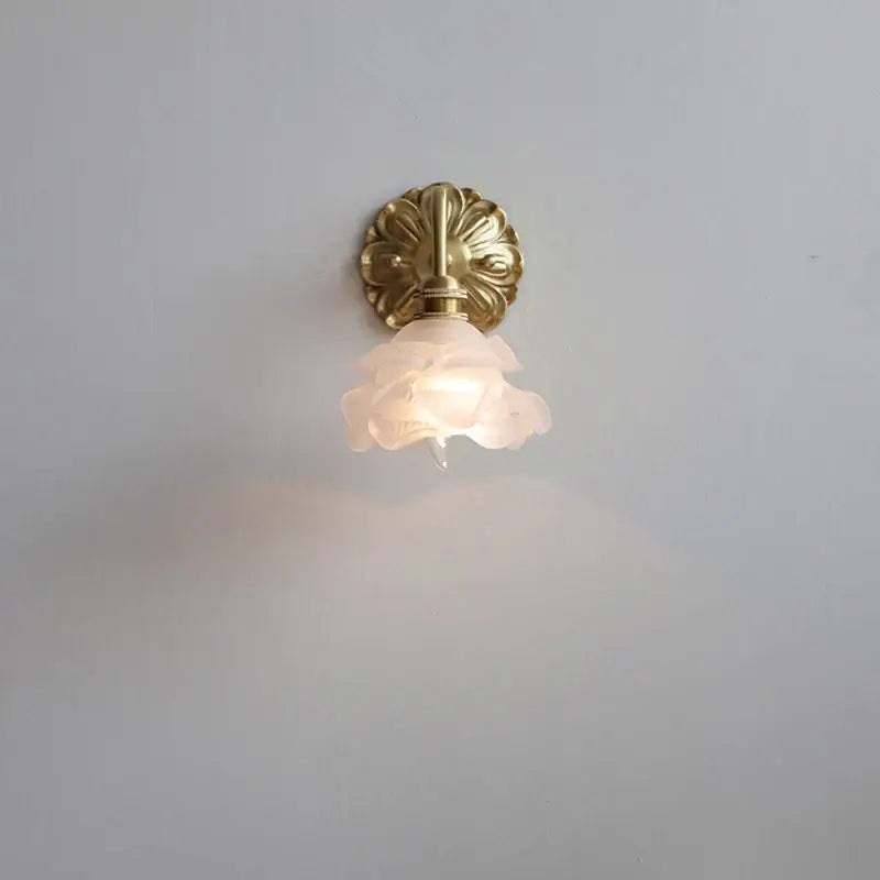 Brass Frosted Glass Antique Bedroom Wall Lamp