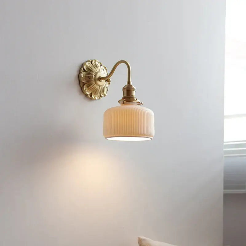 Antique Brass Glass Sconce