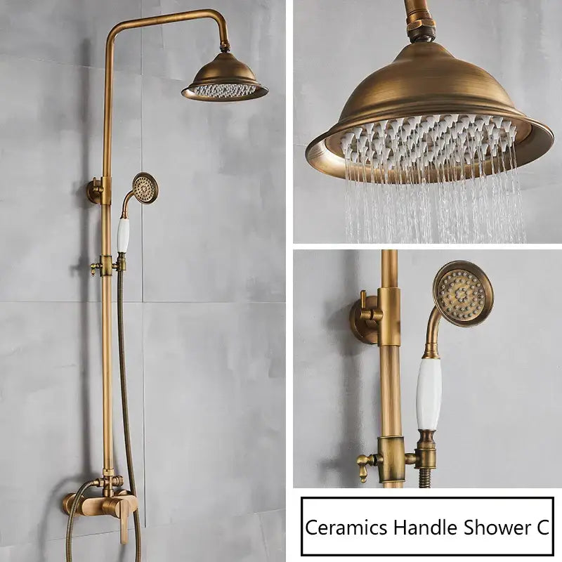 Brass Rainhead Handshower Set