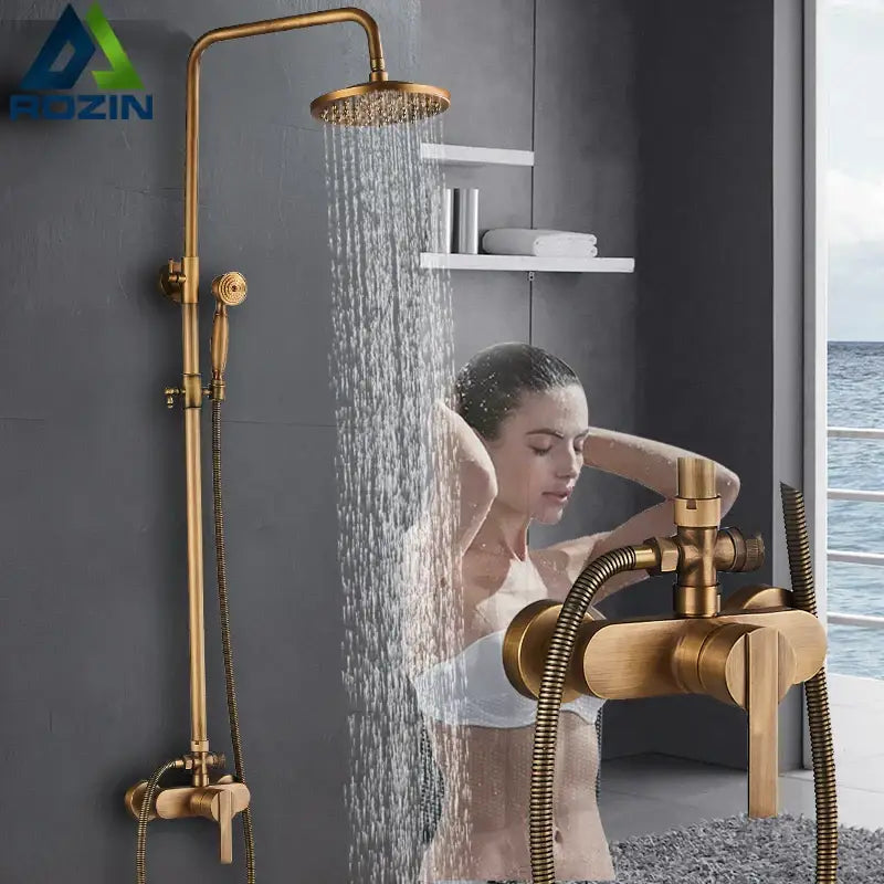 Brass Rainhead Handshower Set