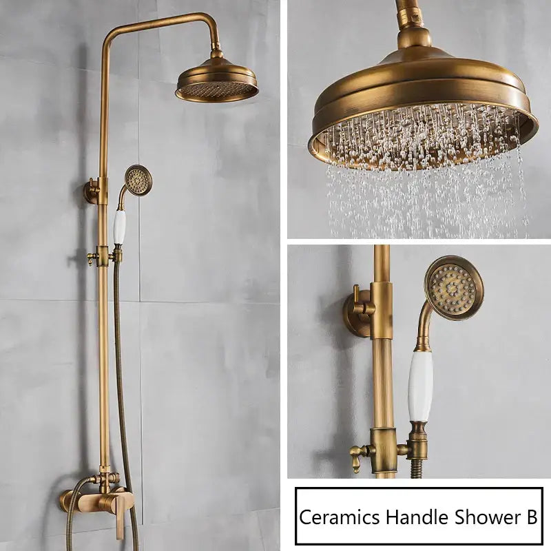 Brass Rainhead Handshower Set