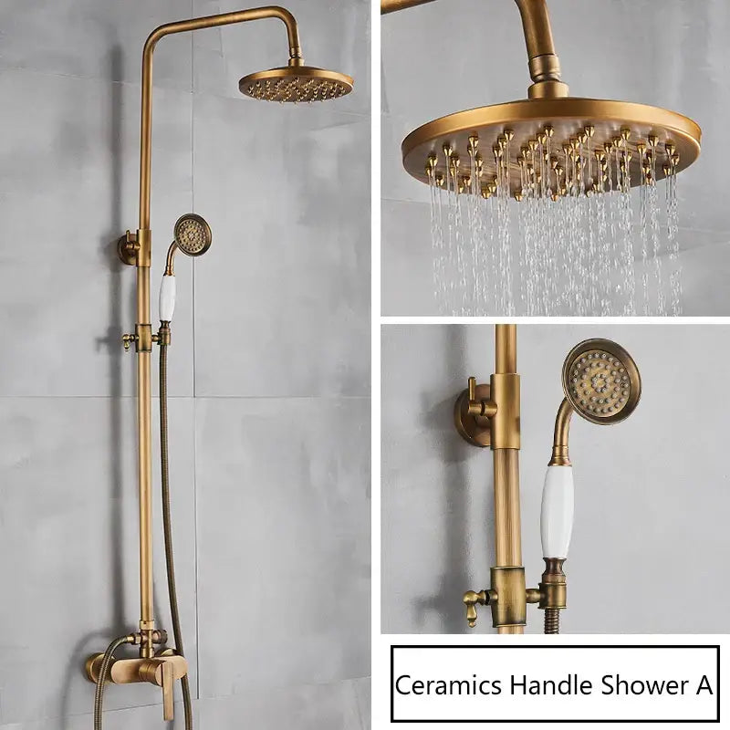 Brass Rainhead Handshower Set