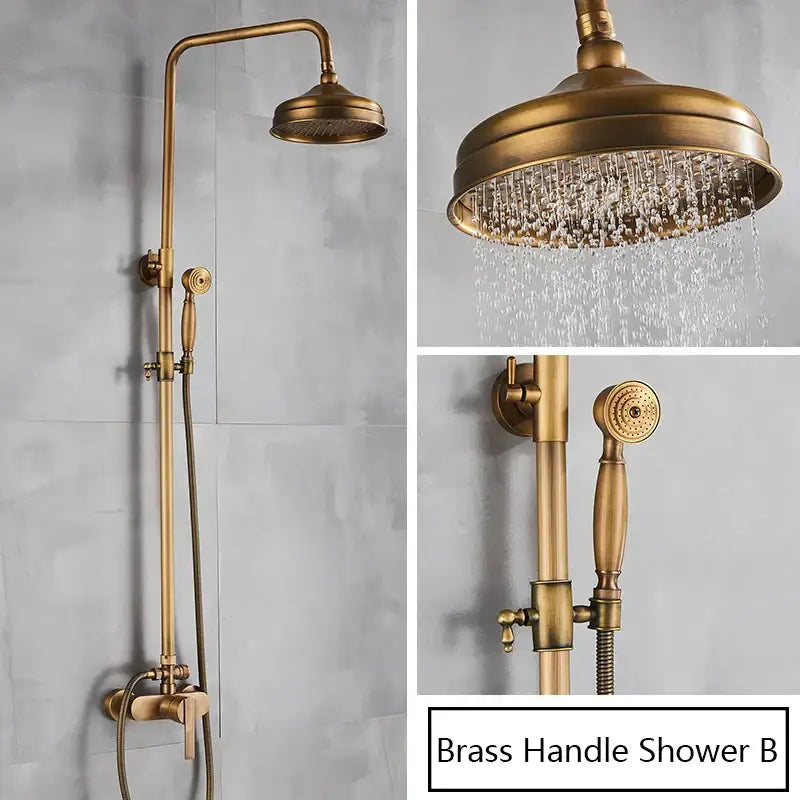 Brass Rainhead Handshower Set