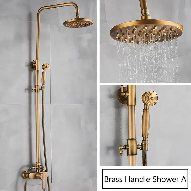 Brass Rainhead Handshower Set