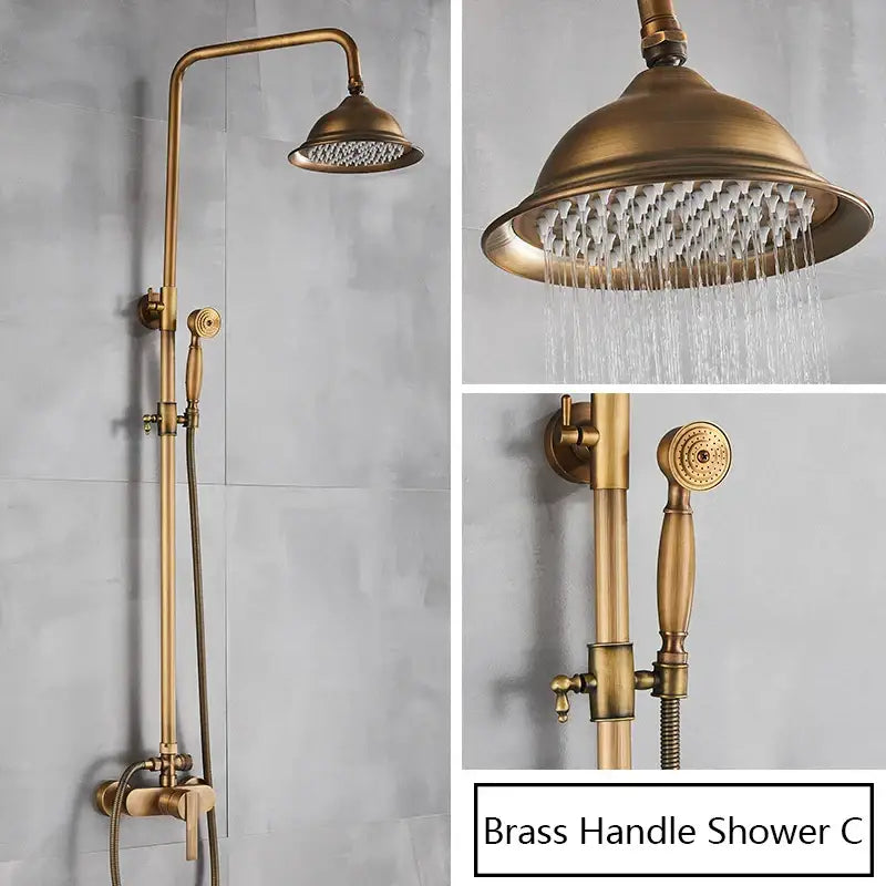 Brass Rainhead Handshower Set