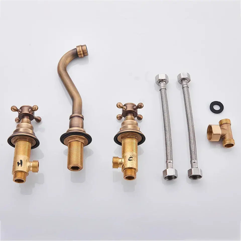 Antique Brass Basin Faucet Wall-Mounted